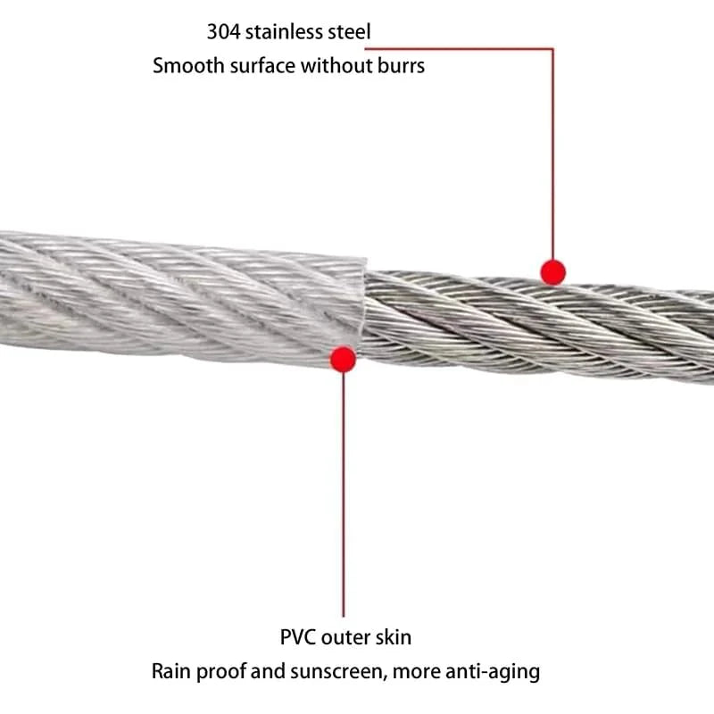 Heavy Duty Stainless Steel Rope Cable (10 Meter)