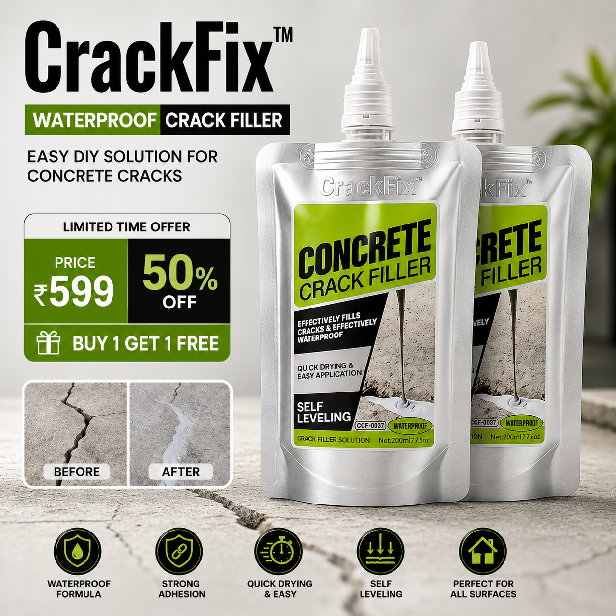 CrackFix™ Waterproof Crack Filler (Pack Of 2)